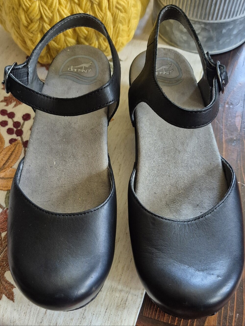 Dansko Black Leather Clogs